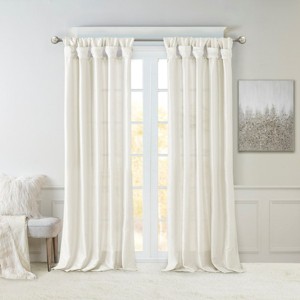 ChicFurnit Curtain Panel Twist Tab Faux Silk Lined for Modern Privacy and Elegant Draping, White, 120"*50"*0.13" - 1 of 4