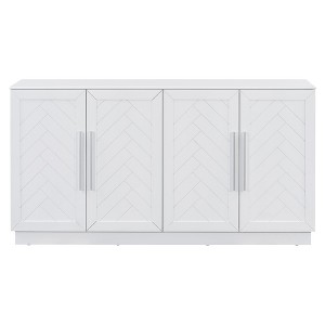 Hostack Sideboard Buffet Cabinet with Storage, Adjustable Shelves and Silver Handles for Dining Room, White - 1 of 4