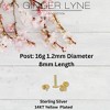 Moon Flat Back Opal Earrings for Cartilage Helix Tragus Lobe16g Gold over Sterling Silver Studs Pair by Ginger Lyne - 4 of 4