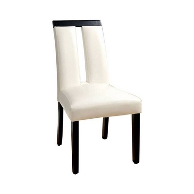 Set of 2 Contemporary Side Chairs with Cal Foam White/Black - Benzara