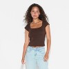 Women's Slim Fit Short Sleeve Square Neck T-Shirt - Wild Fable™ - 2 of 4
