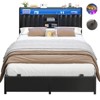 Aheaplus Platform Beds with Upholstered Headboard, Charge Station, and LED Lights - 2 of 4