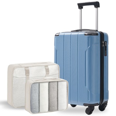 FURNIinspire Bag And Luggage Sets 20 Inch Luggage Set, Lightweight Checked Suitcase with 2 Mesh Bag Travel Business, Blue, 8.3"*13.6"*21.5"