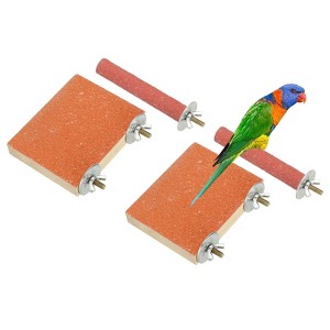 Unique Bargains Bird Perch Stand Wooden Parrot Perch Stand Toy Paw Grinding Stick Bird Cage Accessories 4 Pcs - 1 of 4