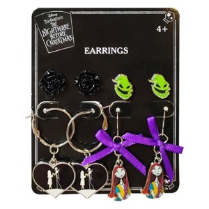 Disney Sally & Jack Earrings from Nightmare Before Christmas - 4 Pair Hypoallergenic Disney Earrings with Charms, Ages 4+ - 1 of 4