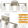 POWLIG 27.36-in 4-Light Nickel Modern Dimmable Bathroom Vanity Light with Cylindrical Glass Shade - 3 of 4