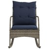 vidaXL Patio Rocking Chair with Cushions Gray Poly Rattan - 4 of 4