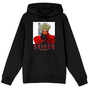 Trigun Vash With Gun Long Sleeve Black Adult Hooded Sweatshirt - 1 of 3