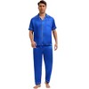 INSPIRE CHIC Men's Satin Nightwear Short Sleeve Shirt Sleep Shorts Casual Pajamas Set 2 Pieces - 2 of 4