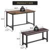 3-Piece Dining Table Set with Wood Table, 2 Upholstered Benches, Space-Saving Metal Frame Kitchen Table Set - 3 of 4