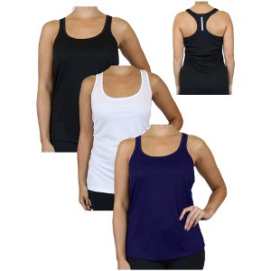 Galaxy By Harvic Women's Moisture Wicking Racerback Tank-3 Pack - 1 of 4