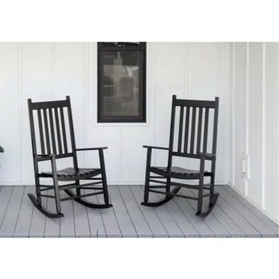 Black Hardwood Mission Style Outdoor Rocking Chair
