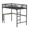 Bellemave Twin Metal Loft Bed with Desk, Ladder and Guardrails,bookdesk under bed , Black - 4 of 4