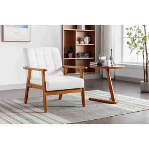 CAVINAS Velvet Fabric Accent Chair with Mid-Height Backrest,Mid-Century Upholstered Living Room Chairs,Reading Chairs for Living Room - 1 of 4