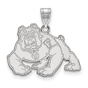 Black Bow Jewelry 14k White Gold California State Fresno Bulldogs NCAA Large Pendant - 1 of 3