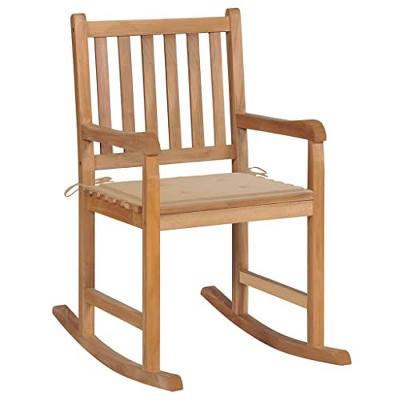 vidaXL Rocking Chair with Cushion - Indoor and Outdoor Chair - Durable and Weather Resistant - Perfect for Gardens - Beige