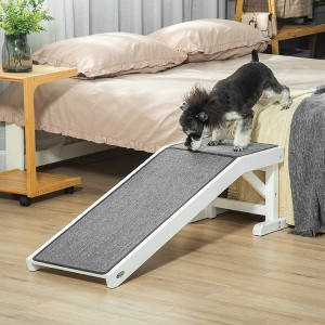 TopComfy Pet Step and Ramp Non Slip Carpet Top Platform Durable Pine Wood Safe for Dogs Cats Puppies Reaching Bed, White, 39"*18.25"*5" - 1 of 4