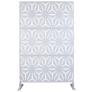 Okak Modern Outdoor Privacy Screen with Dimond Hollowed, Patio Privacy Screen with Metal Stand, Metal Privacy Screen for Backyard - 1 of 4