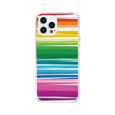 OTM Essentials Apple iPhone 13 Pro Max/iPhone 12 Pro Max Tough Edge  Geometrics & Patterns Clear Case - Stripes Rainbow
