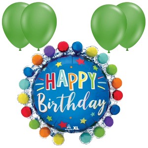 LoonBalloon 26 Inch Dot Circle Birthday Balloon with 4 latex balloons - Festive & Colorful - 1 of 3