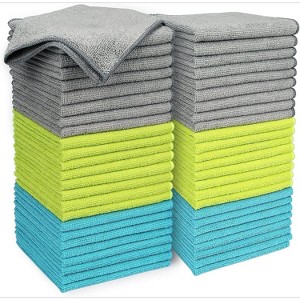 50-Pack Microfiber Cleaning Cloths, Soft Absorbent Towels for Cars, Lint-Free Streak-Free Rags for House - 1 of 4