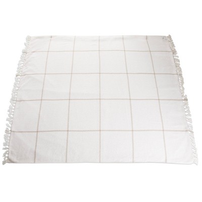 Montecito White and Taupe Cotton Polyester Picnic Blanket
