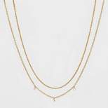 14K Gold Plated Pierced Cubic Zirconia Duo Necklace - A New Day™