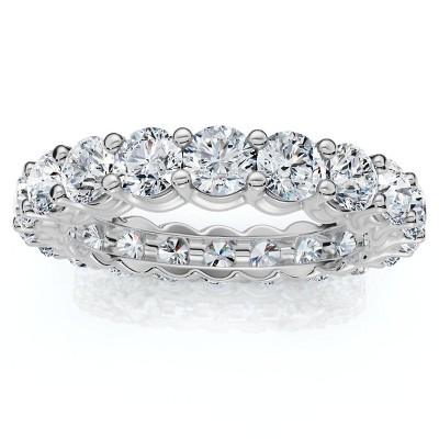 Pompeii3 2 Ct Lab Created Moissanite Eternity Ring Womens Wedding Band 14k White Gold