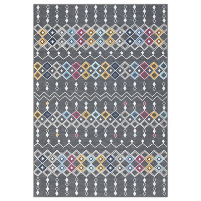 Washable Area Rug Vintage Trellis Accent Rugs Non Slip Rug Foldable Stain Resistant Geometric Low Pile Indoor Carpet for Bedroom Living Room