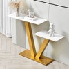 48-Inch Modern Entryway Table with Artistic Metal Base & Anti-Scratch Top, Gold - 2 of 4