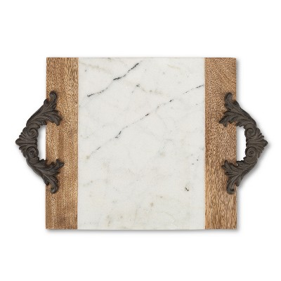 GG Collection Antiquity Collection Marble, Wood and Metal Medium Cutting/Serving Board