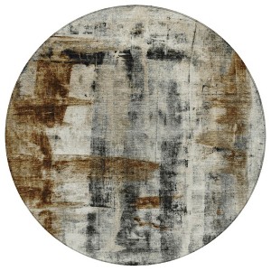 Taupe And Ivory Abstract Washable Indoor Outdoor Area Rug - 1 of 4
