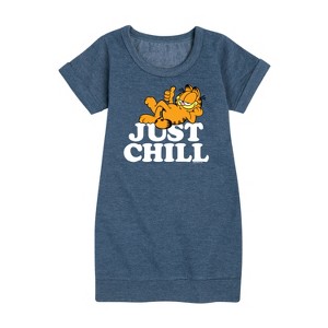 Girls' - Garfield - Just Chill Graphic Short Sleeve Fleece Dress - 1 of 4