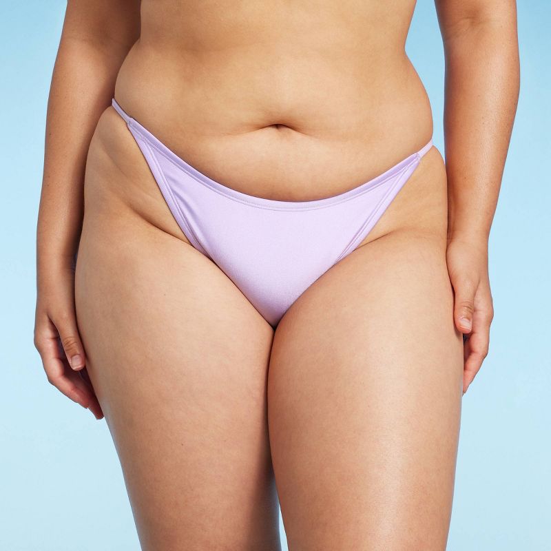 Women's Side Tab High Leg Cheeky Bikini Bottom - Wild Fable™ Shiny Light Purple, 5 of 17
