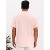INSPIRE CHIC Men's Henley Solid Color Stand Collar Short Sleeve Linen Shirt - 3 of 4