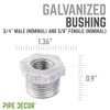 Pipe Decor 3/4 in. x 3/8 in. Galvanized Iron Bushing - 3 of 4