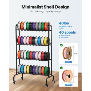 3D Printer Filament Storage Rack, 4 Tier Spool Holder with Swivel ...