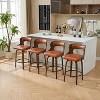 SEYNAR PU Leather 360 Degree Swivel Open Back Bar Stools Wood Legs Set of 4 - 2 of 4