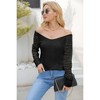 Women Tops V Neck Color Block Striped Long Sleeve Relaxed Fit T-Shirt Blouse - 3 of 4