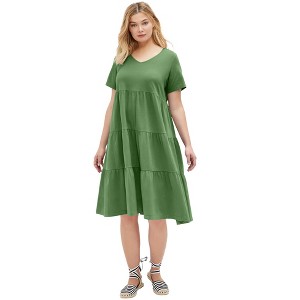ellos Plus Size Tiered Knit Tee Dress - 1 of 4