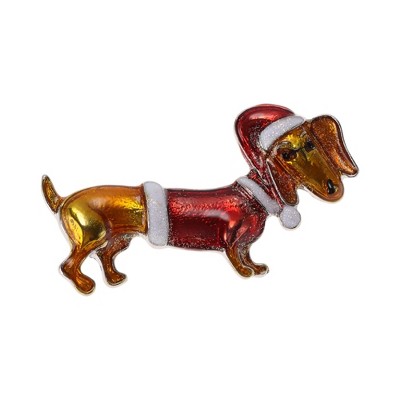 Unique Bargains Christmas Brooches YNCP7253 Alloy Dripping Wax Gold Tone Red 2.05"x1.18" 1 Pc