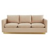 LeisureMod Nervo Mid-Century Modern Sofa Upholstered in Velvet with Gold Frame - 3 of 4