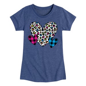 Girls' - Instant Message - Patterned Hearts Fitted Short Sleeve Graphic T-Shirt - 1 of 4