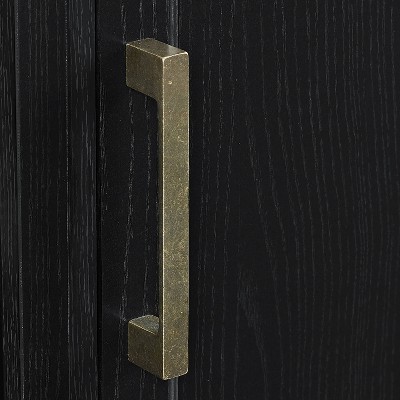 Black Corner TV Stand with Fireplace and Cabinets