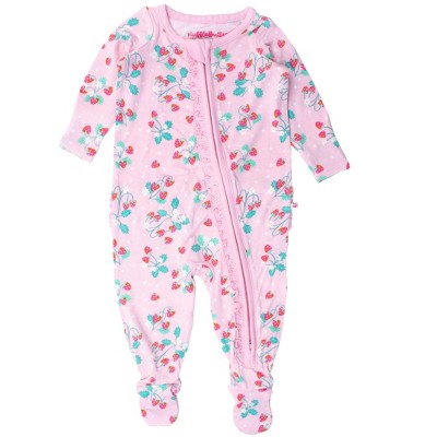 RuffleButts SoftSnooze Baby Girls Ruffle One Piece Footie Pajama