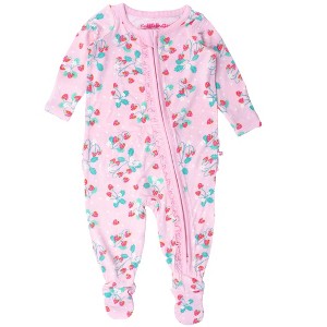 RuffleButts SoftSnooze Baby Girls Ruffle One Piece Footie Pajama - 1 of 4