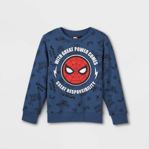 Spider-Man Marvel Boys Navy/Gray Graphic Tee Long Sleeve T-Shirt 