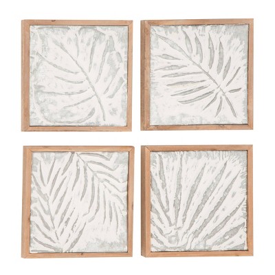 Set of 4 Fossil Leaf Print in Wood Frame - Olivia & May