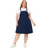 Agnes Orinda Women's Plus Size Denim Side Button Adjustable Strap Overall Jumpers - 3 of 4