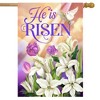He Is Risen Lillies Easter House Flag Religious Floral 28" x 40" Briarwood Lane - 2 of 4